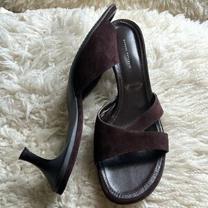 Brown Suede Leather Kitten Heel made in Italy sz 8 Banana Republic
